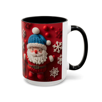Santa Claus Pattern Mug | Red Snowflakes Christmas Coffee Cup