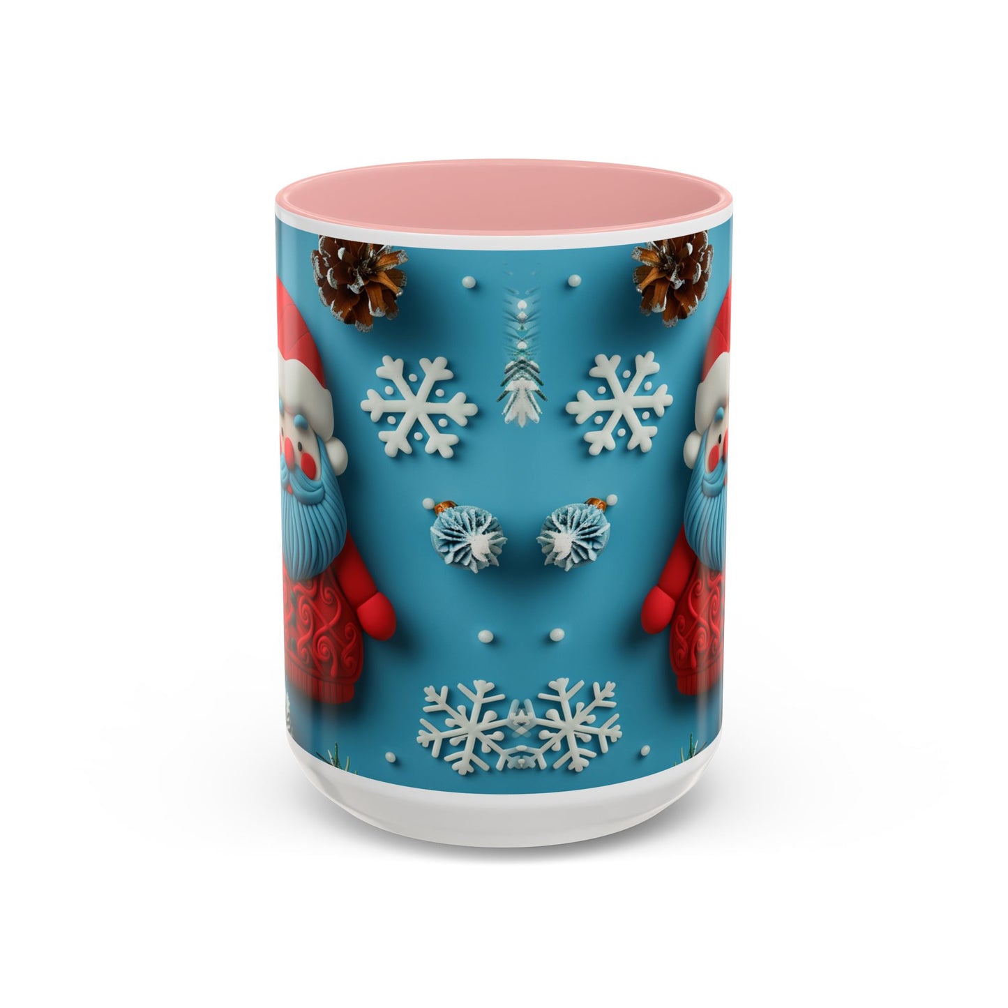 Blue Santa Claus Mug | Snowflakes Holiday Coffee Mug
