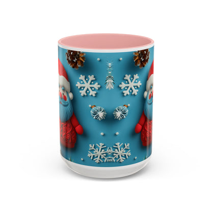 Blue Santa Claus Mug | Snowflakes Holiday Coffee Mug