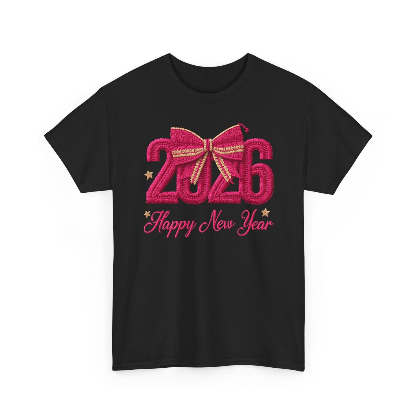 2026 Happy New Year Tee – Festive Pink Bow Celebration T-Shirt