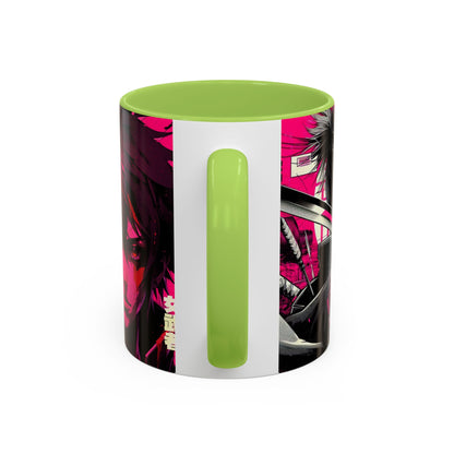 Neon Anime Samurai Mug | Accent Coffee Mug 11oz 15oz