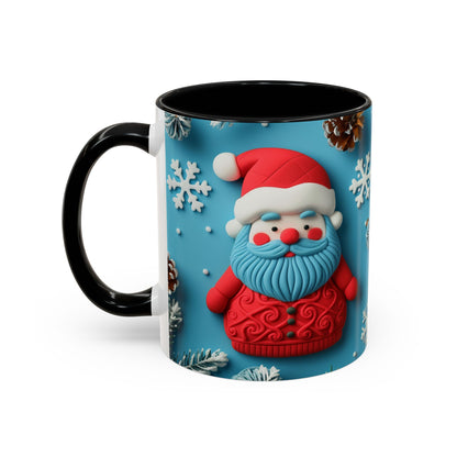 Blue Santa Claus Mug | Snowflakes Holiday Coffee Mug