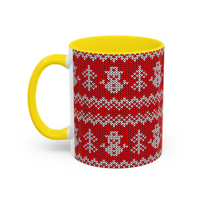 Snowman Knit Pattern Accent Mug | Christmas Holiday Coffee Cup