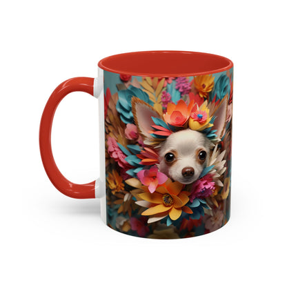 Chihuahua Floral Wreath Accent Coffee Mug — Colorful Pet Lover Gift (11/15oz)