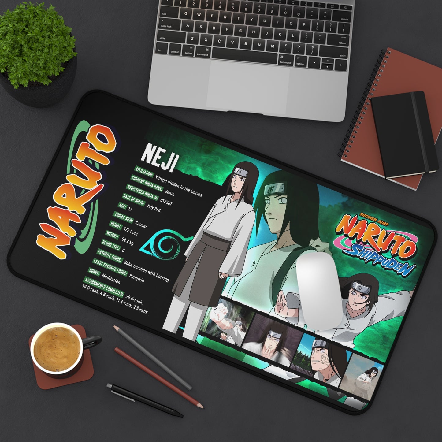 Neji Hyuga Naruto Shippuden Desk Mat | Anime Gaming Mouse Pad