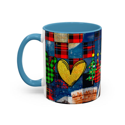Plaid Christmas Trees Heart Mug | Accent Coffee Mug