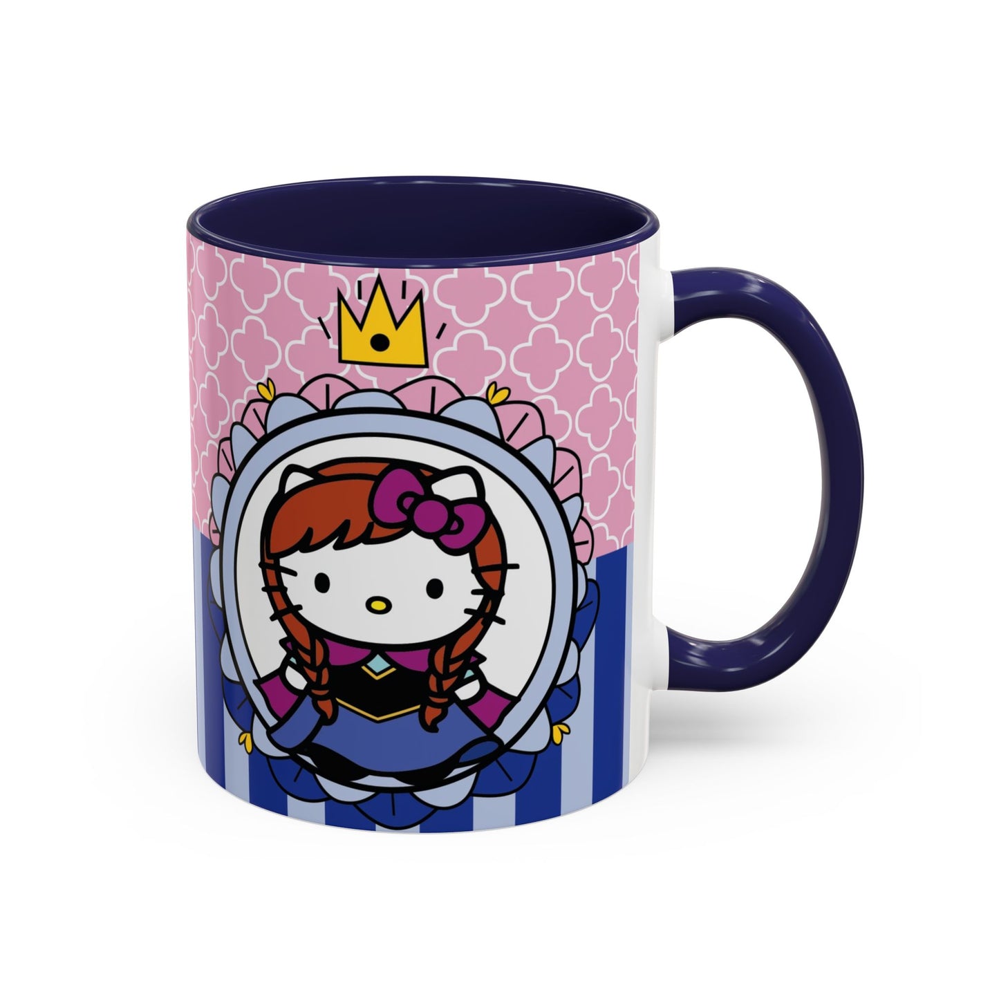 Princess Kitty Hello Kitty Accent Coffee Mug | Cute Pink & Blue 11/15oz