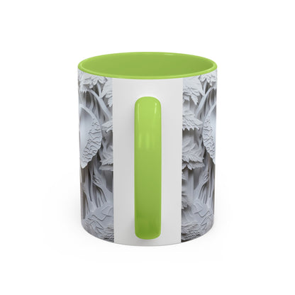 Elephant Relief Accent Coffee Mug — Grey Carved Jungle Design (11/15oz)