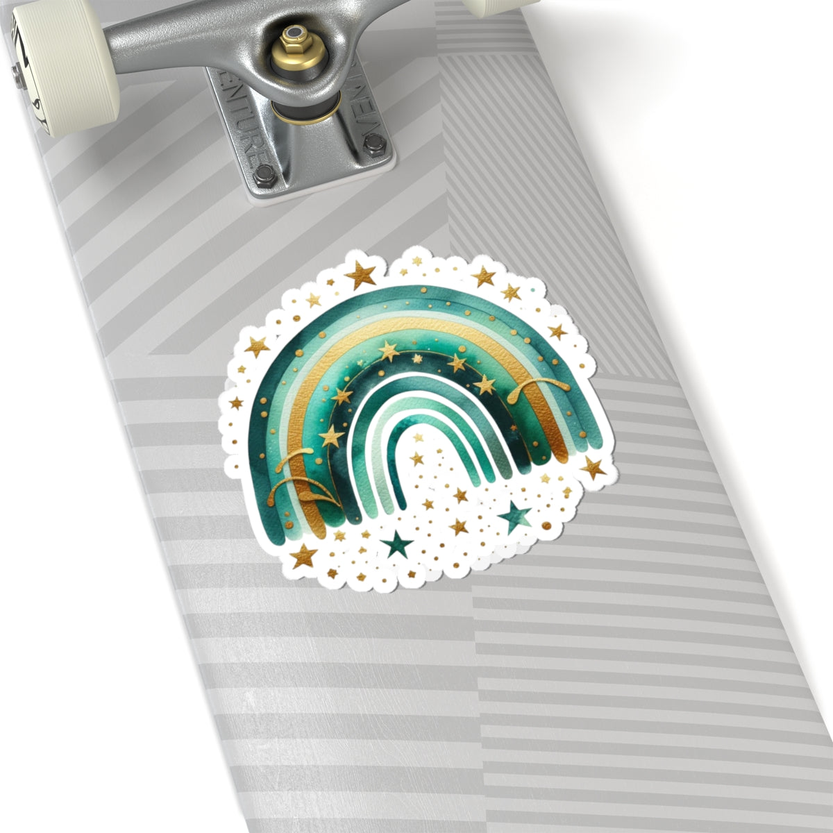 Teal & Gold Star Rainbow Sticker — Kiss-Cut Vinyl Decal