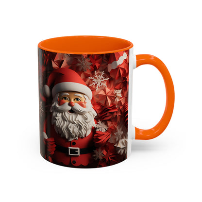 Santa Claus Mug | Christmas Santa Coffee Mug, Red Snowflake Holiday Ceramic