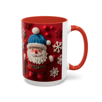 Santa Claus Pattern Mug | Red Snowflakes Christmas Coffee Cup