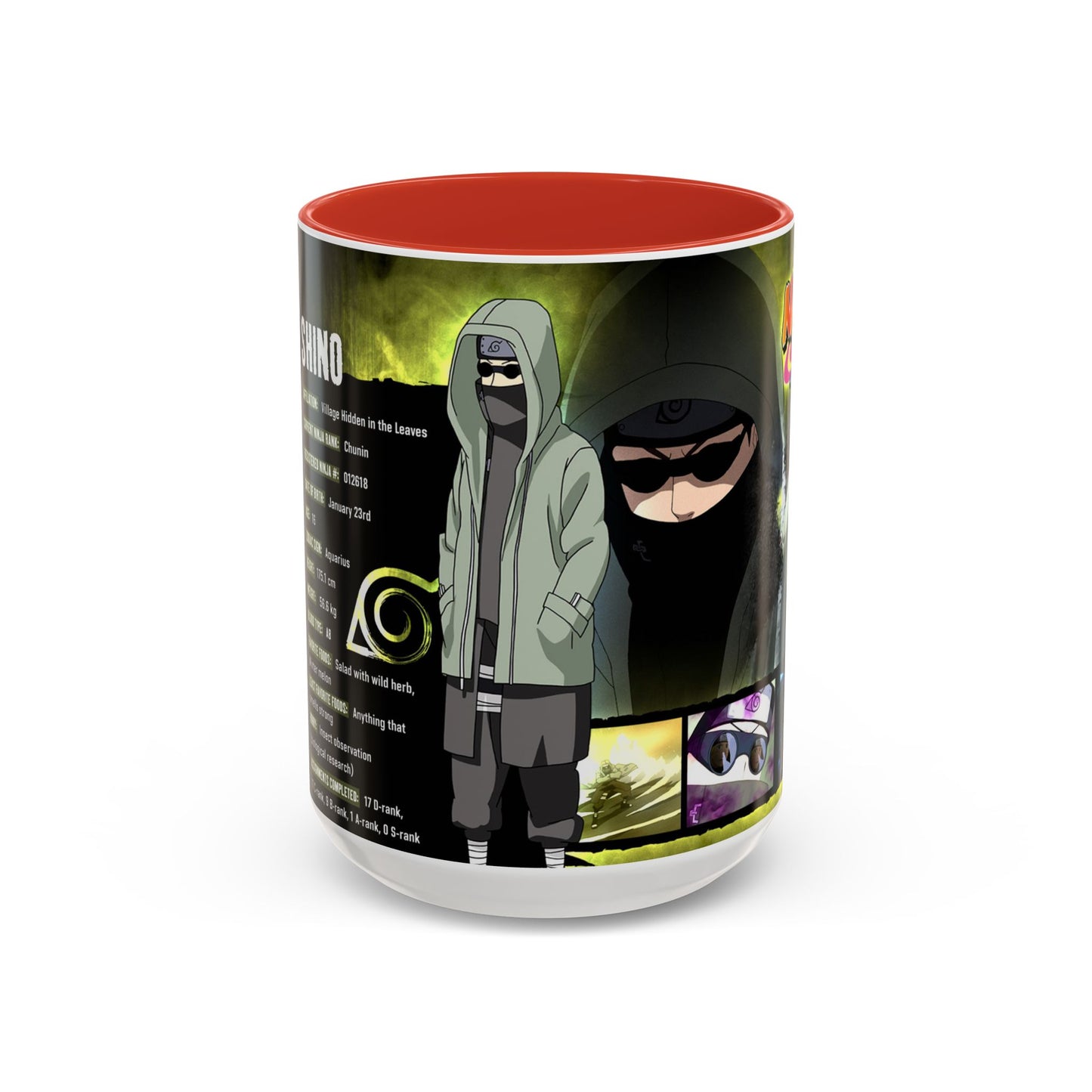 Naruto Shippuden Shino Aburame Accent Coffee Mug  Anime Character Fan Gift (11/15oz)
