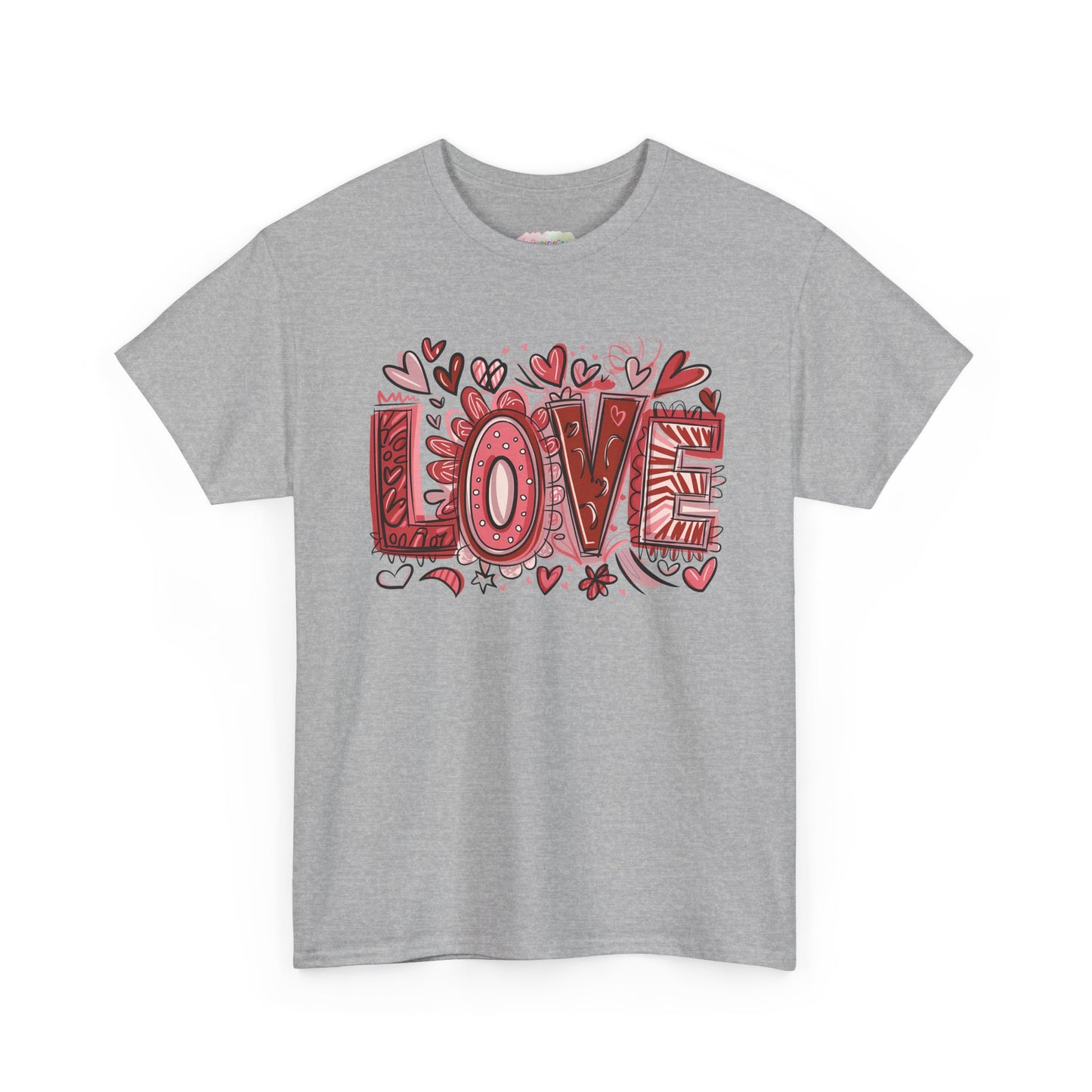 Love Doodle T-Shirt | Hand-Drawn Hearts, Valentine Typography
