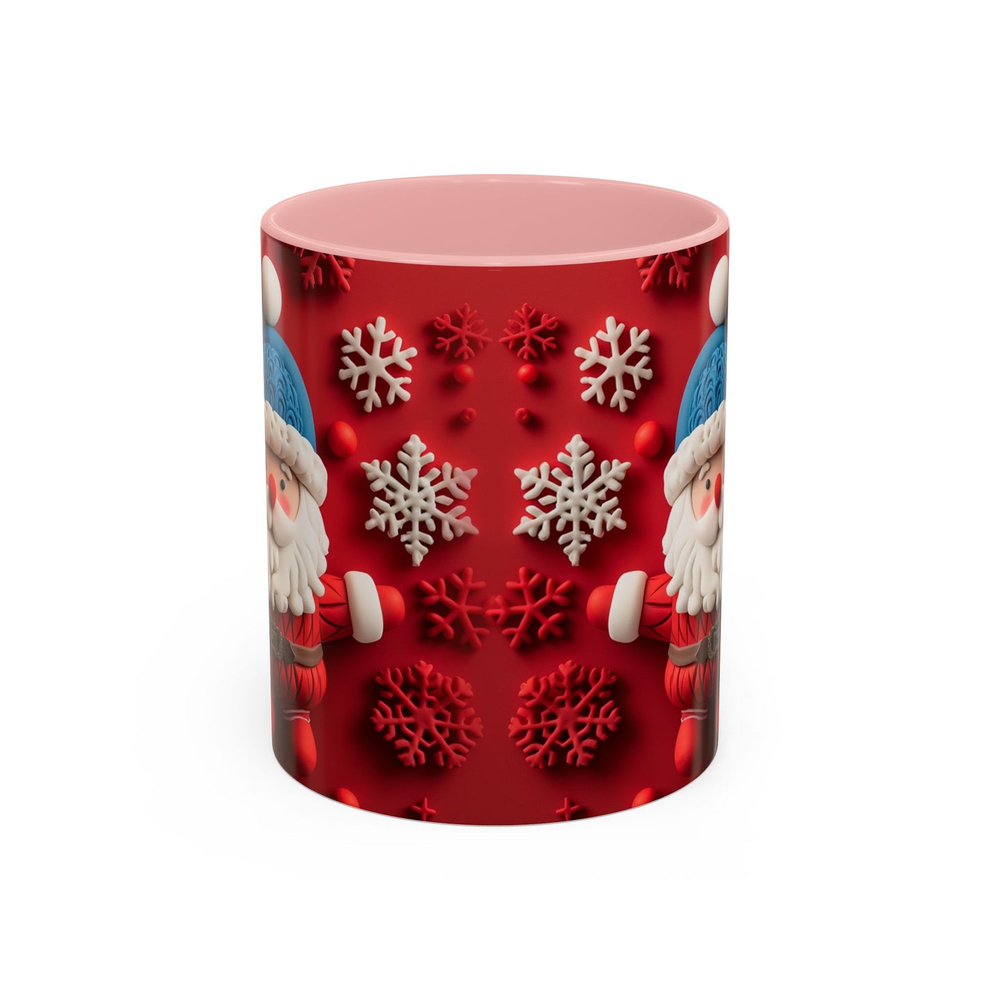 Santa Claus Pattern Mug | Red Snowflakes Christmas Coffee Cup