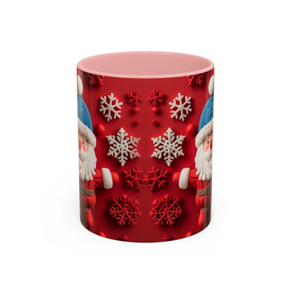 Santa Claus Pattern Mug | Red Snowflakes Christmas Coffee Cup