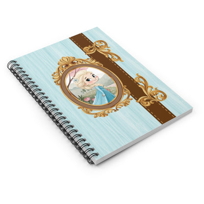 Princess Portrait Spiral Notebook | Ruled Journal, Blue Vintage Frame
