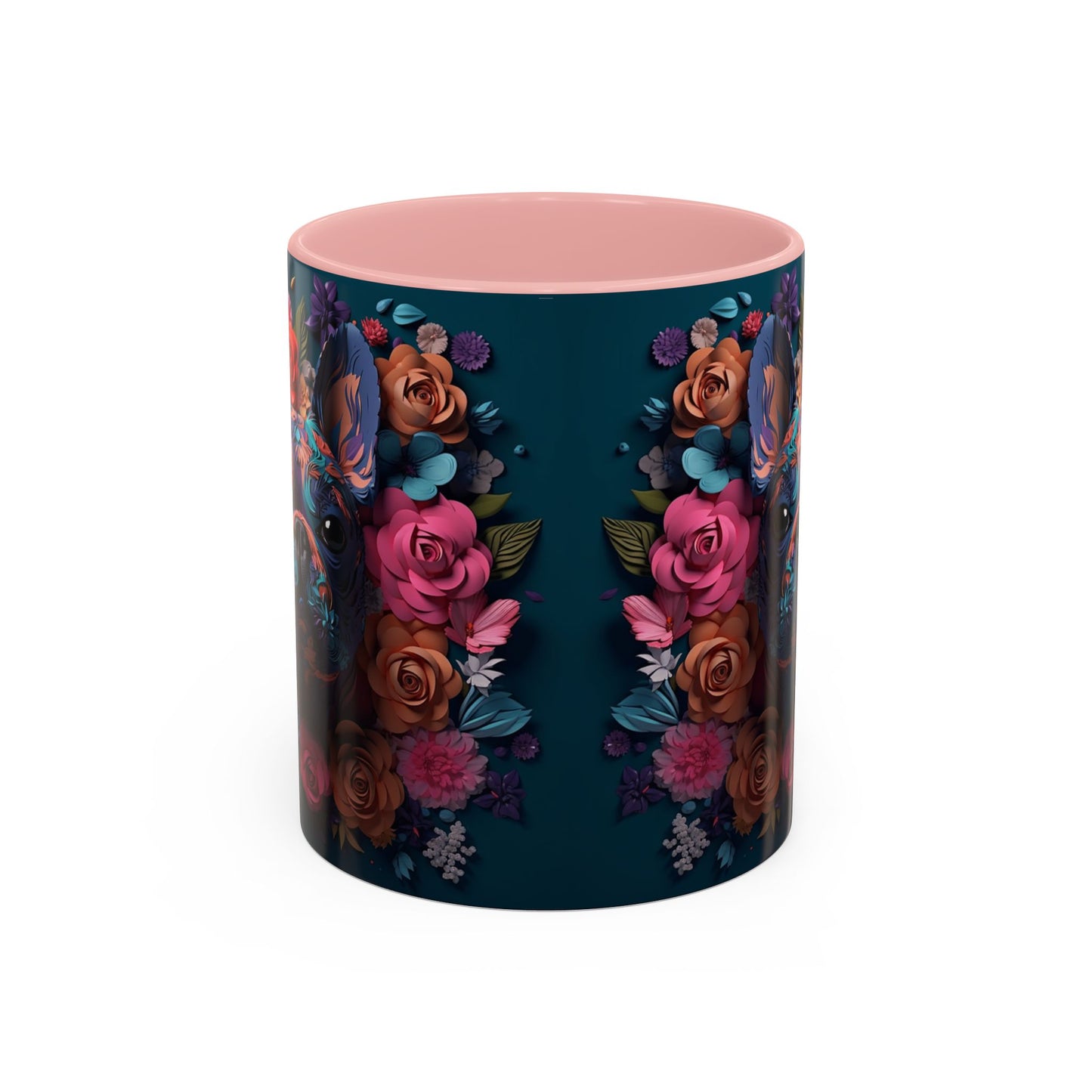 Floral French Bulldog Accent Coffee Mug - Colorful Dog Art 11/15oz