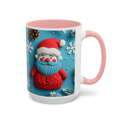 Blue Santa Claus Mug | Snowflakes Holiday Coffee Mug