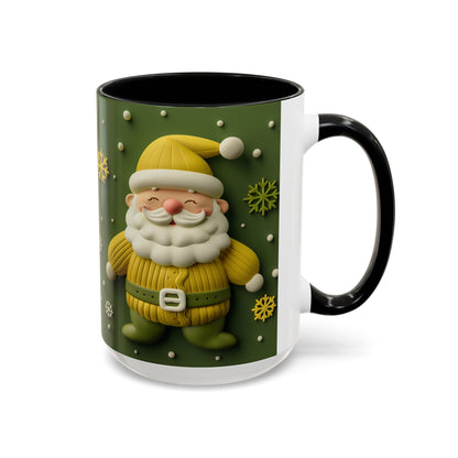 Yellow Santa Holiday Mug | Christmas Accent Coffee Mug (11,15oz)