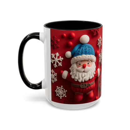 Santa Claus Pattern Mug | Red Snowflakes Christmas Coffee Cup