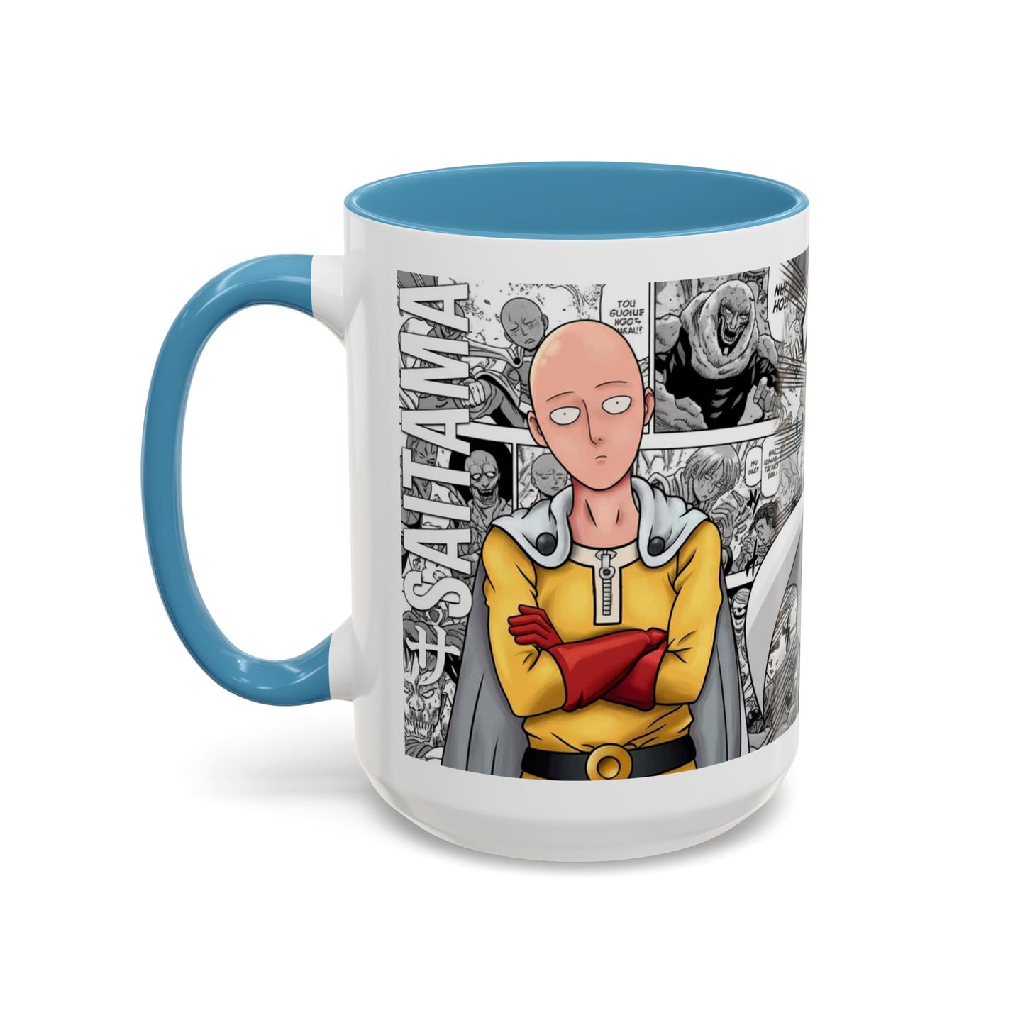 Saitama Mug |One Punch Man Inspired Collage Accent Mug (11/15 oz)