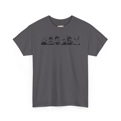 Retro Cartoon Faces Tee | Black Lineup Graphic T-Shirt