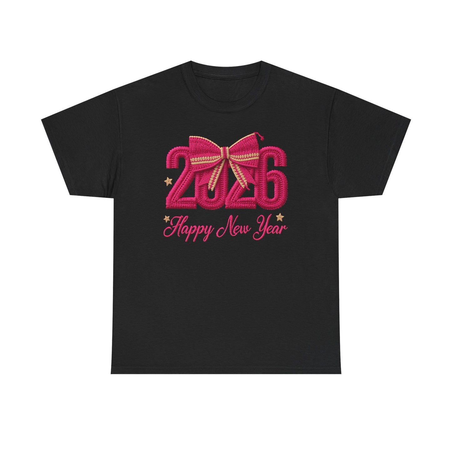 2026 Happy New Year Tee  Festive Pink Bow Celebration T-Shirt