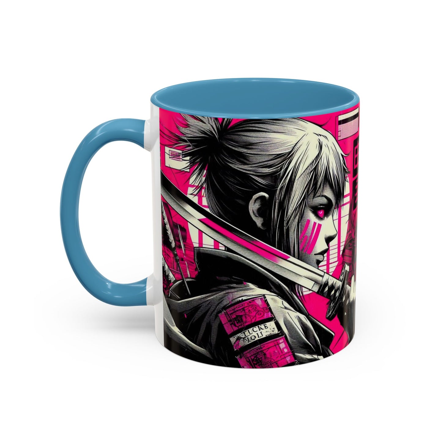 Neon Anime Samurai Mug | Accent Coffee Mug 11oz 15oz