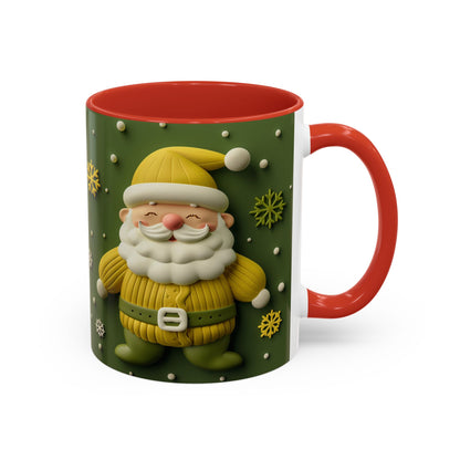 Yellow Santa Holiday Mug | Christmas Accent Coffee Mug (11,15oz)