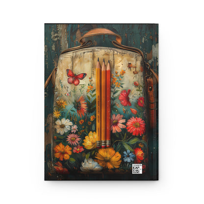 Floral Backpack with Pencils Hardcover Journal | Notebook, Sketchbook