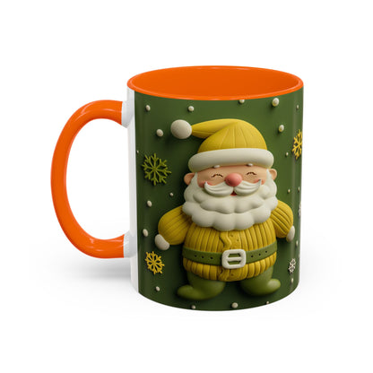 Yellow Santa Holiday Mug | Christmas Accent Coffee Mug (11,15oz)