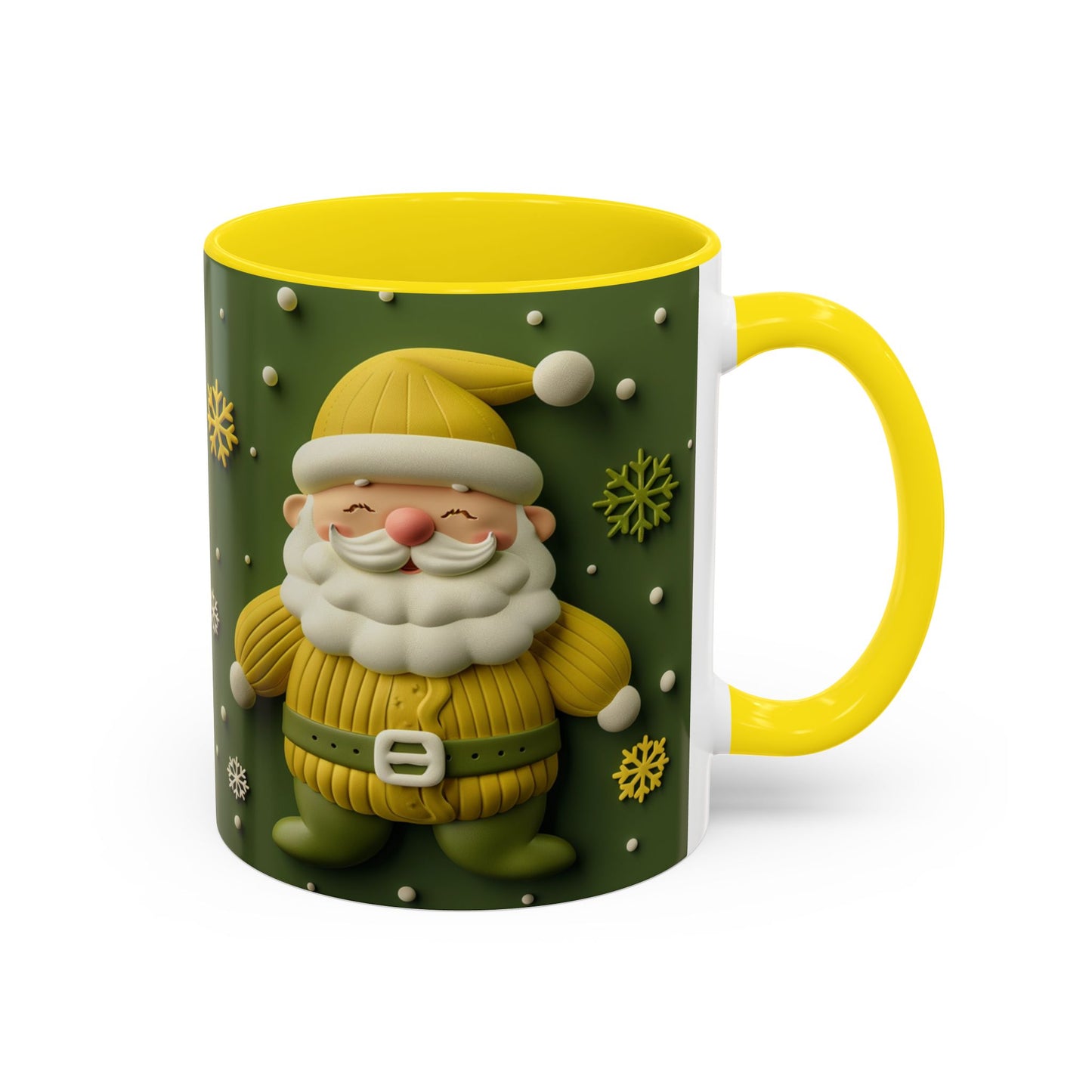 Yellow Santa Holiday Mug | Christmas Accent Coffee Mug (11,15oz)