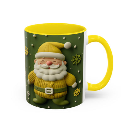 Yellow Santa Holiday Mug | Christmas Accent Coffee Mug (11,15oz)