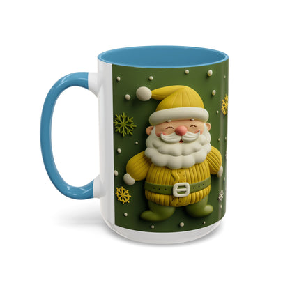 Yellow Santa Holiday Mug | Christmas Accent Coffee Mug (11,15oz)