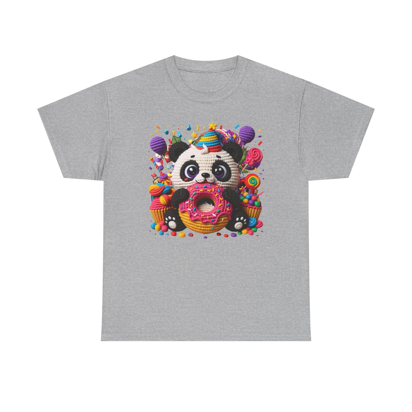 Cute Panda with Donut Tee | Colorful Candy Party Graphic