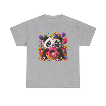 Cute Panda with Donut Tee | Colorful Candy Party Graphic