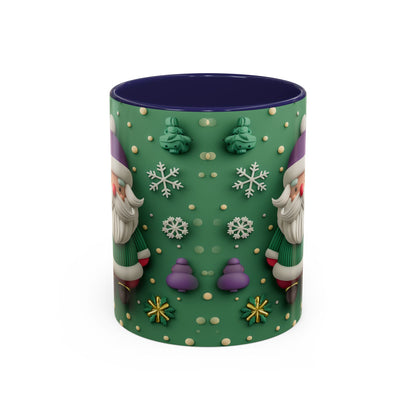 Whimsical Santa Pattern Accent Coffee Mug | Christmas Santa Snowflakes 11oz 15oz