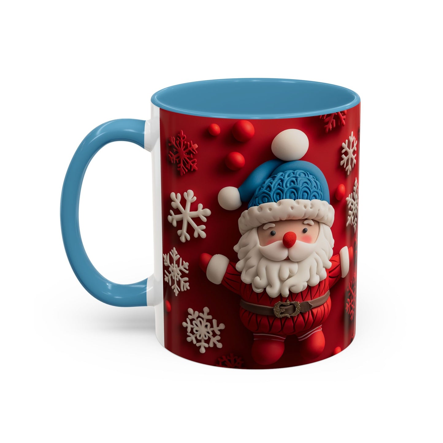 Santa Claus Pattern Mug | Red Snowflakes Christmas Coffee Cup