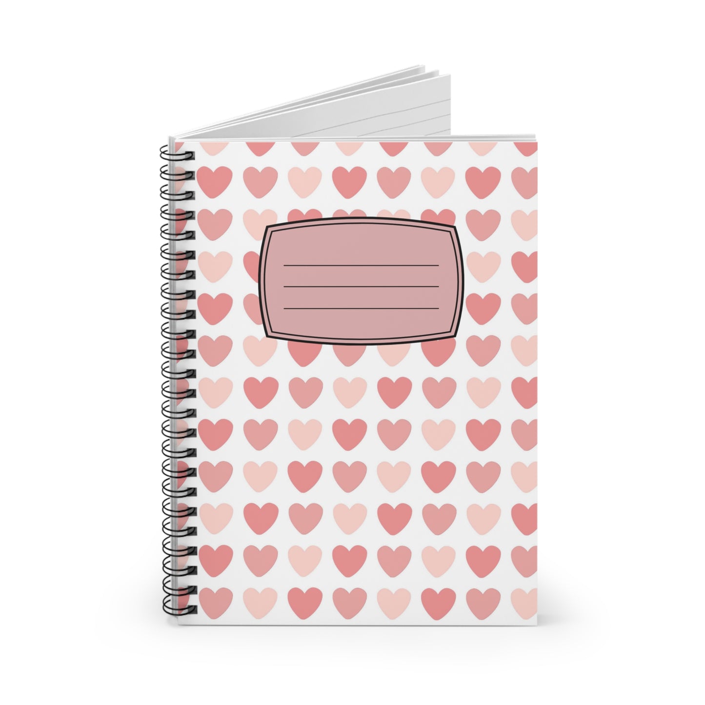 Pink Heart Pattern Spiral Notebook | Ruled Journal
