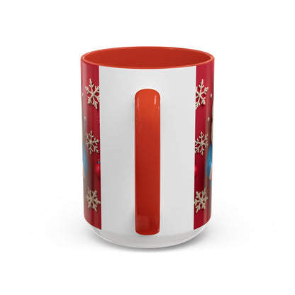 Clay Santa Pattern Mug | Christmas Snowflake Accent Coffee Mug