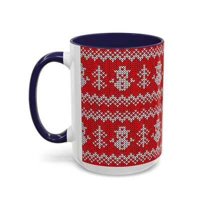 Snowman Knit Pattern Accent Mug | Christmas Holiday Coffee Cup