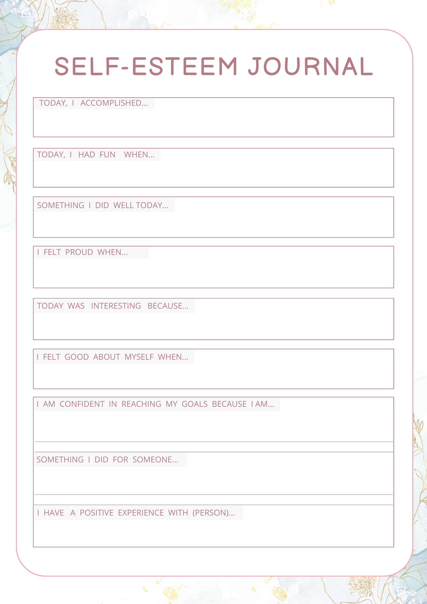 Self Confidence Planner | Digital Download