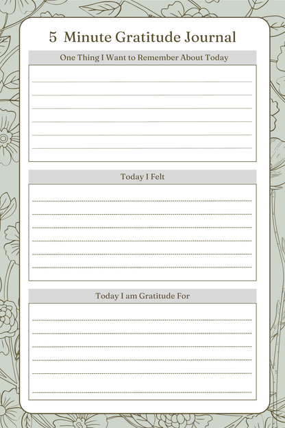 5 Minute Gratitude Journal | Digital Download