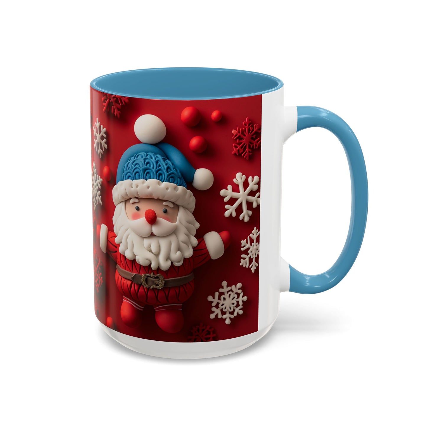 Santa Claus Pattern Mug | Red Snowflakes Christmas Coffee Cup