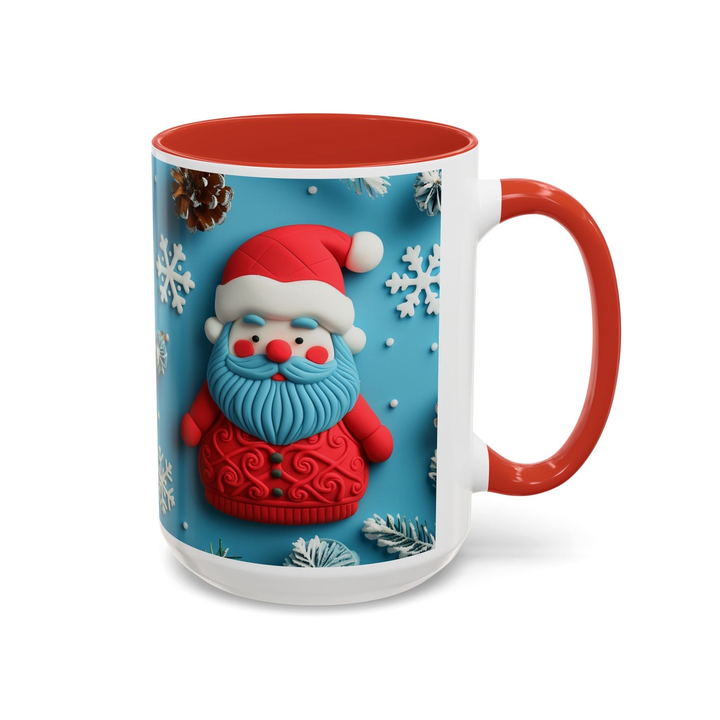 Blue Santa Claus Mug | Snowflakes Holiday Coffee Mug