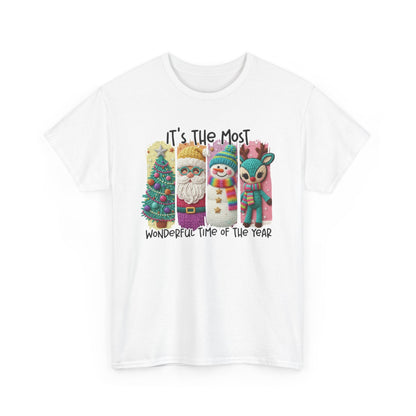 Whimsical Christmas Characters Tee | Santa Snowman Reindeer Holiday Shirt