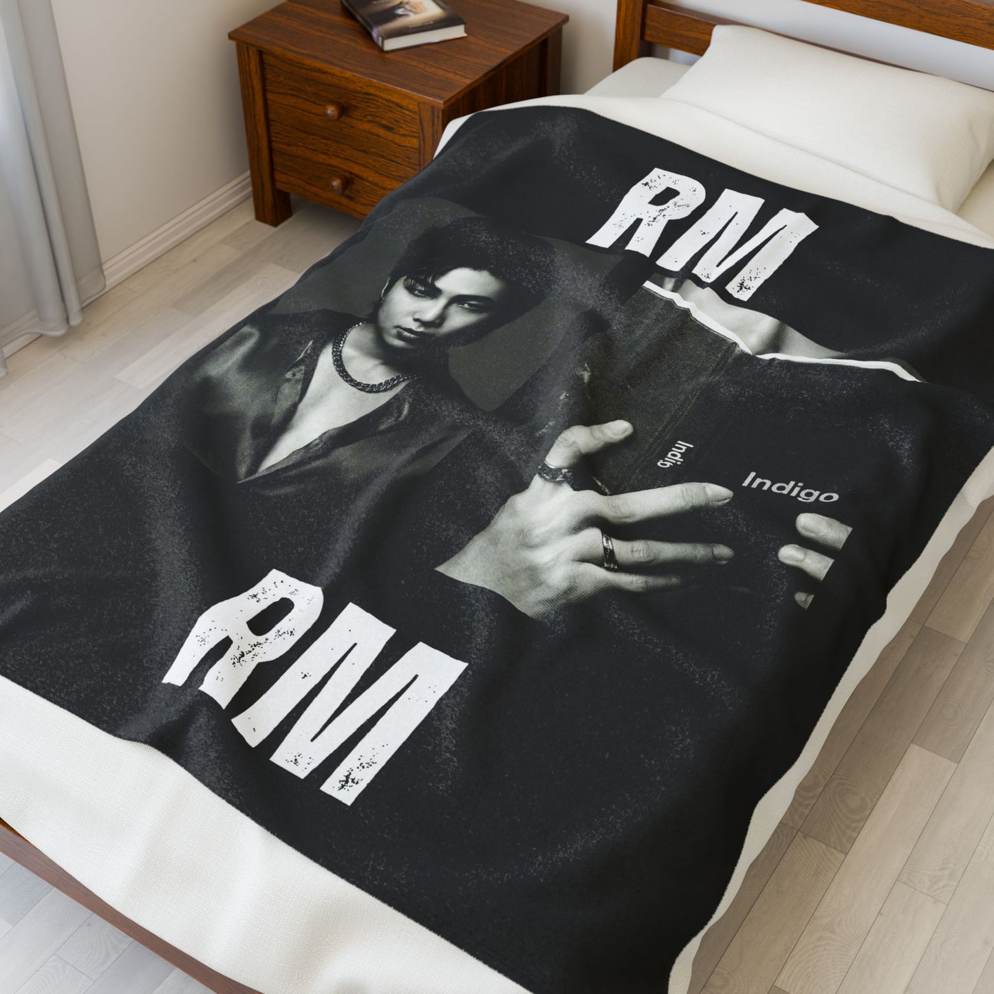 RM Portrait and Book Blanket |BTS Velveteen Plush Blanket