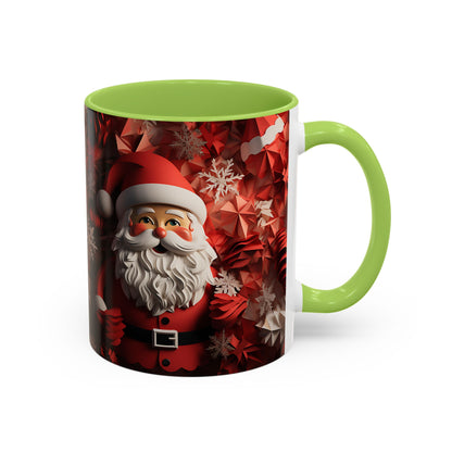 Santa Claus Mug | Christmas Santa Coffee Mug, Red Snowflake Holiday Ceramic