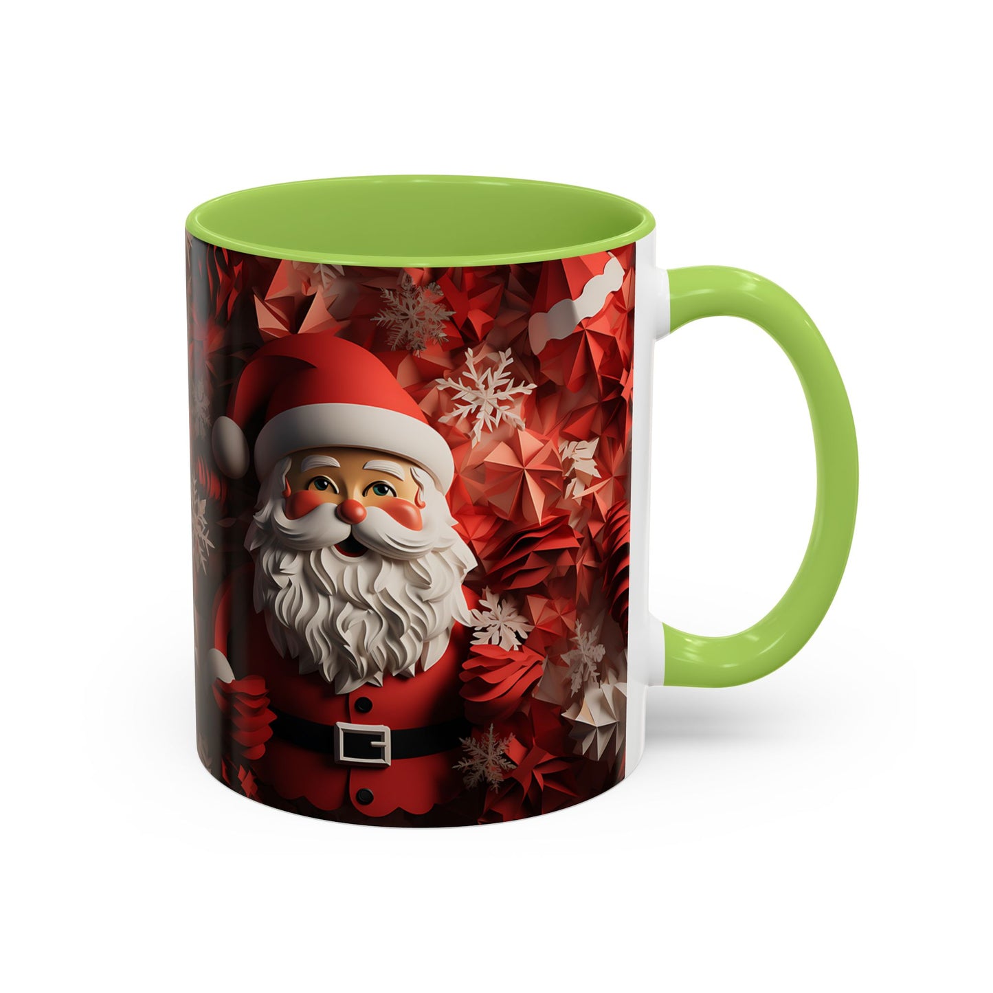 Santa Claus Mug | Christmas Santa Coffee Mug, Red Snowflake Holiday Ceramic