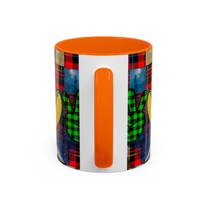 Plaid Christmas Trees Heart Mug | Accent Coffee Mug